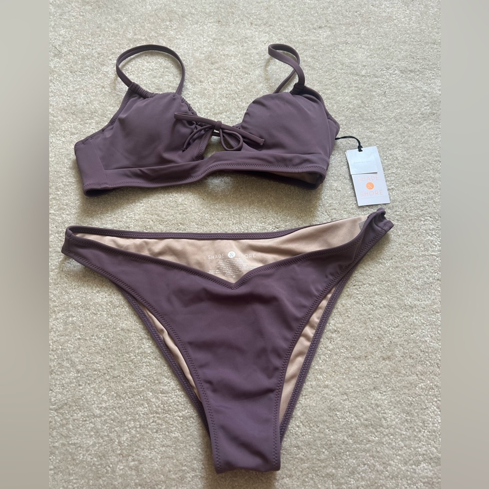 Shade & Shore bikini set- purple NWT 32B top, medium bottom